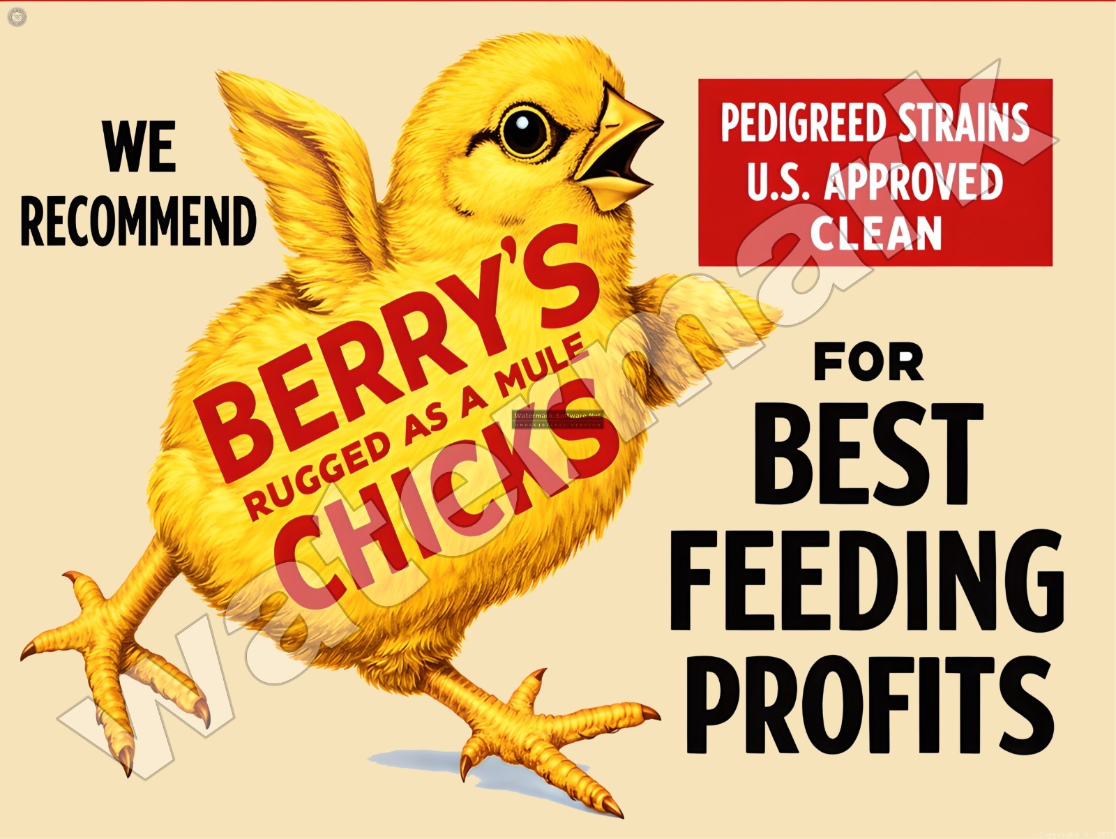 Berry’s Rugged as a Mule Chicks Metal Sign 9″ x 12″ or 12″ x 16″