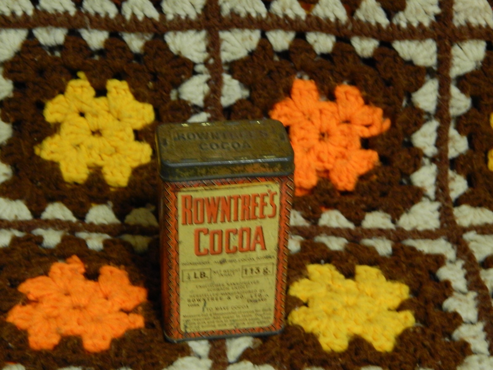 Rowntree’s Cocoa (1/4LB.) Empty Metal Tin (York-England) Top Shelf Stash Box