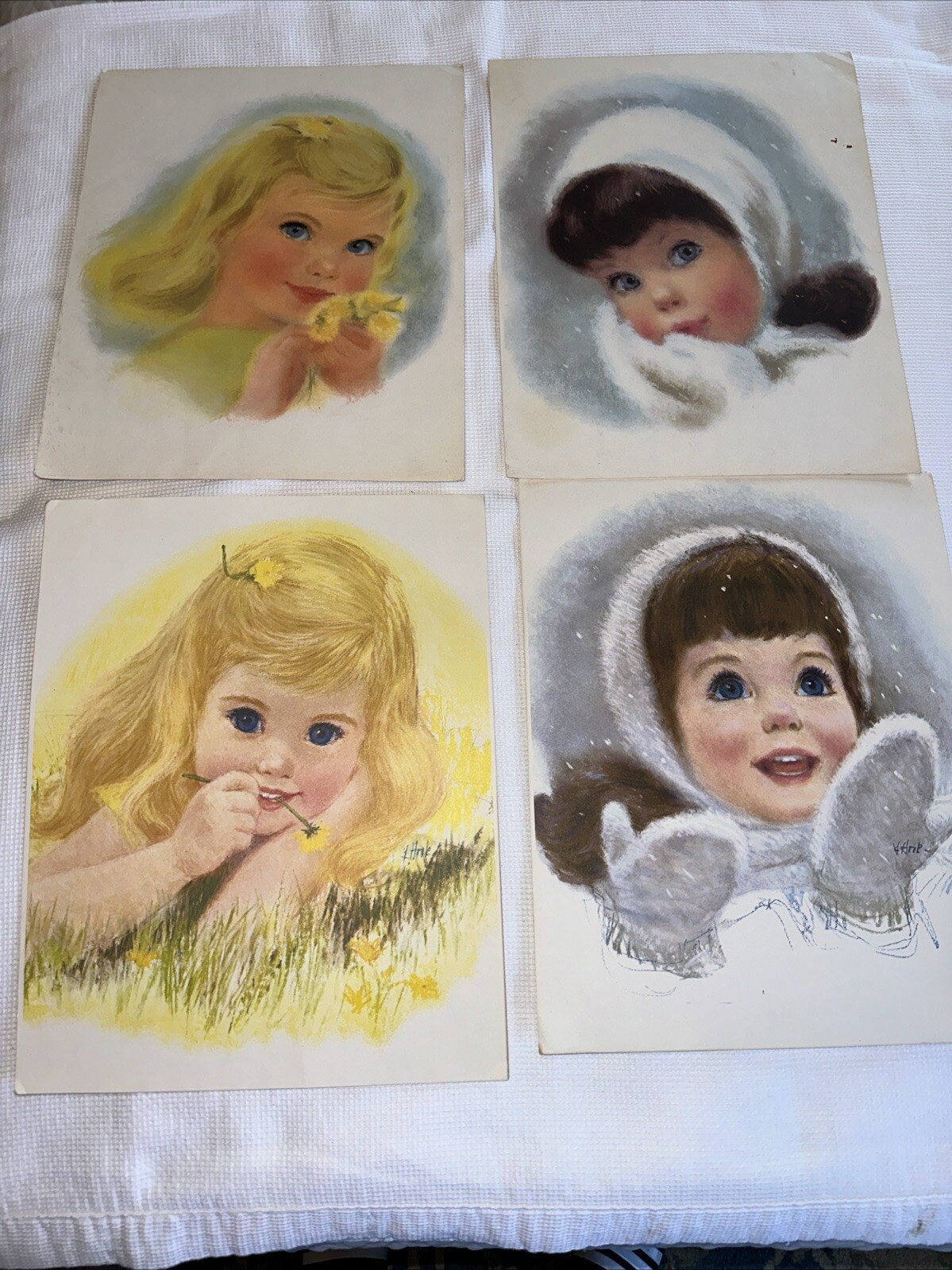 4 Little Girl Pastel Prints American Beauties Collection 11 x 14”