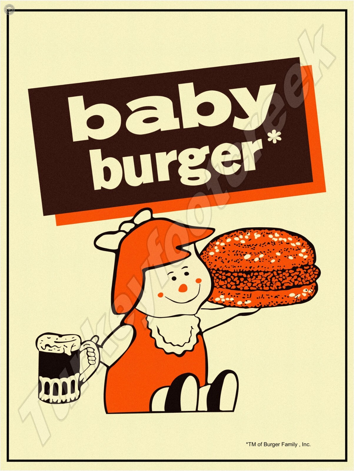 Baby Burger 9″ x 12″ Metal Sign
