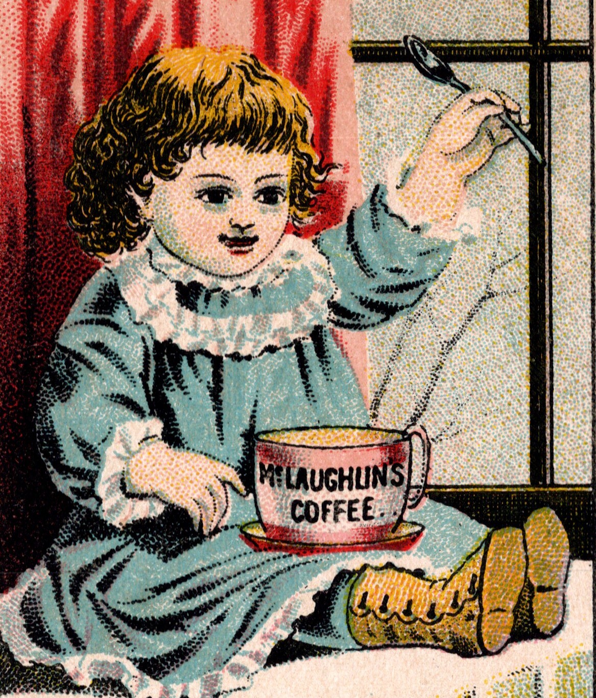 McLaughlin’s XXX Roasted Coffee Little Girl Spoon Cup Victorian Trade Card