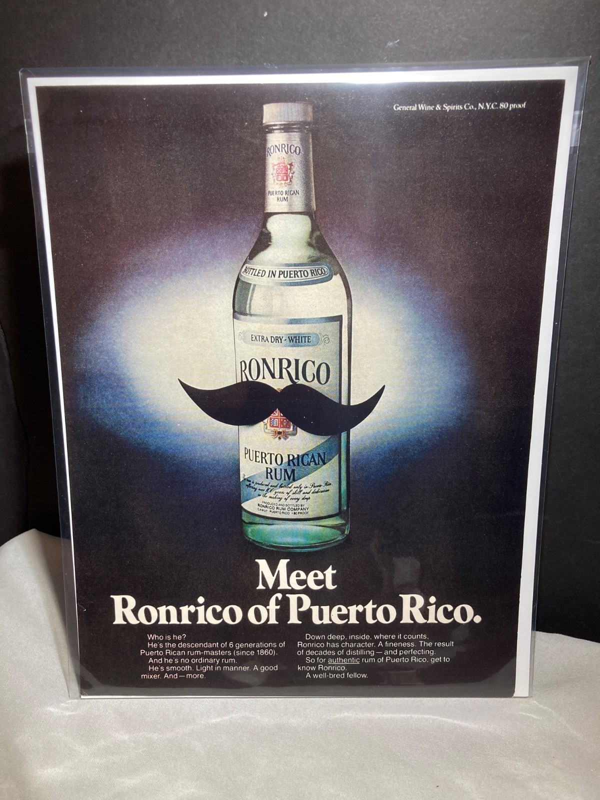 Vintage Original Print Ad 1978 RONRICO Puerto rican Rum Mustache Ad