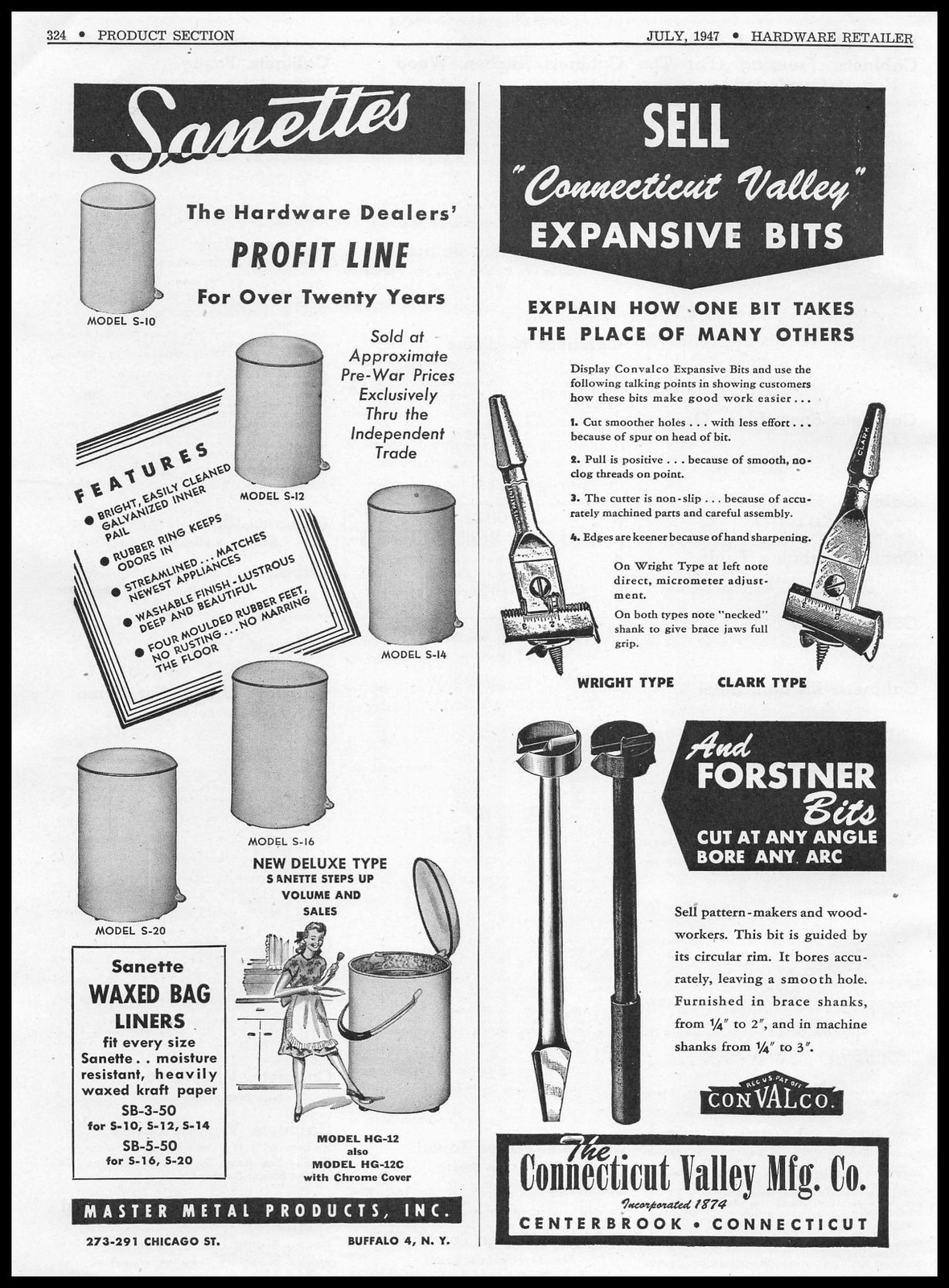 1947 Master Metal Products Inc. Buffalo New York Trash Can Waste Basket Print Ad