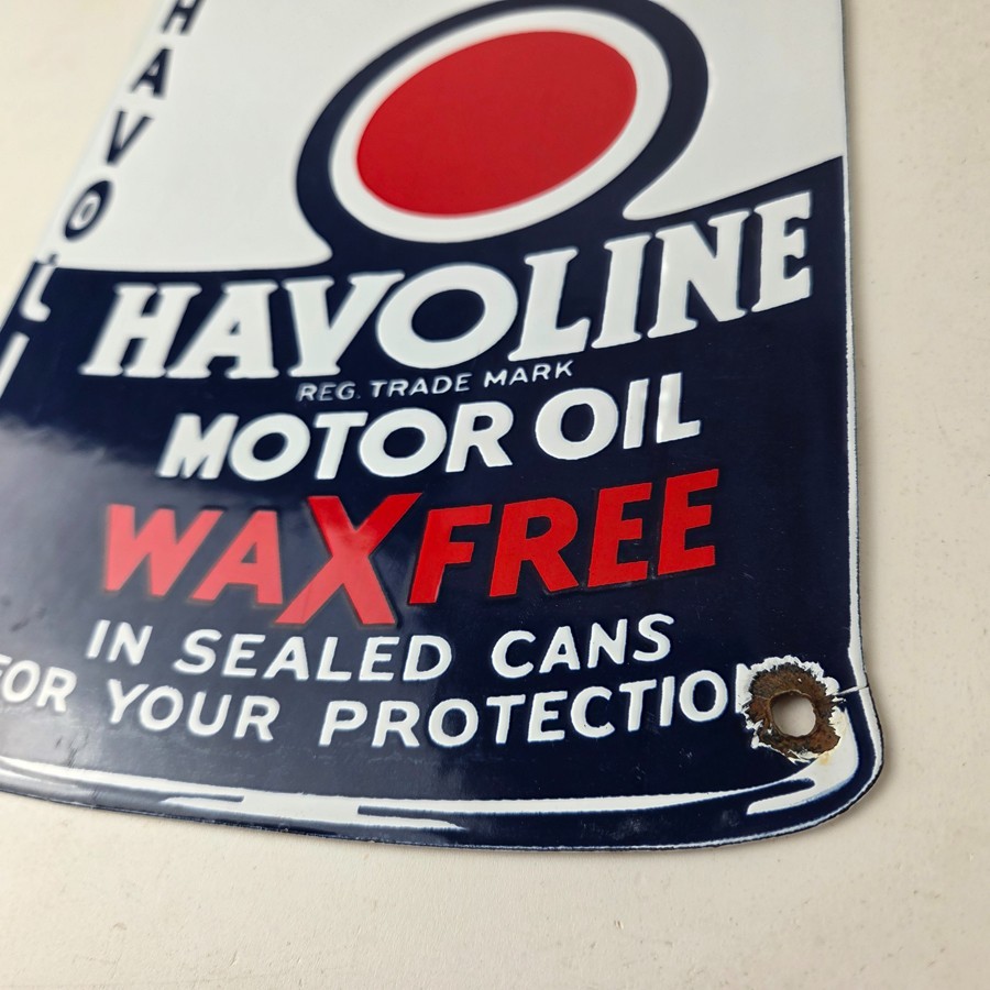 Vintage Havoline Motor Oil Sign – Motor Oil Bucket Quart Can Gas Porcelain Sign