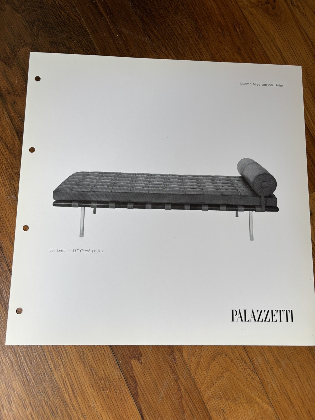 Vintage Ludwig miles van der Rohe couch Furniture Print l design blueprint 1930
