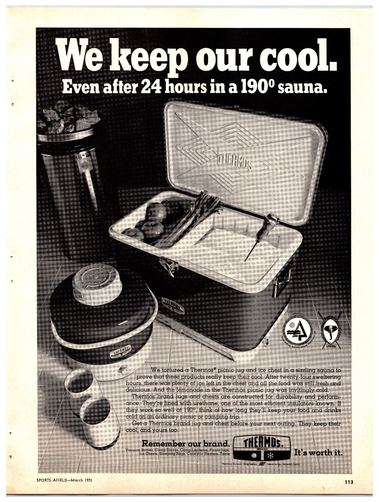 1971 Thermos Coolers Advertisement – Original Print Ad (8in x 11in)