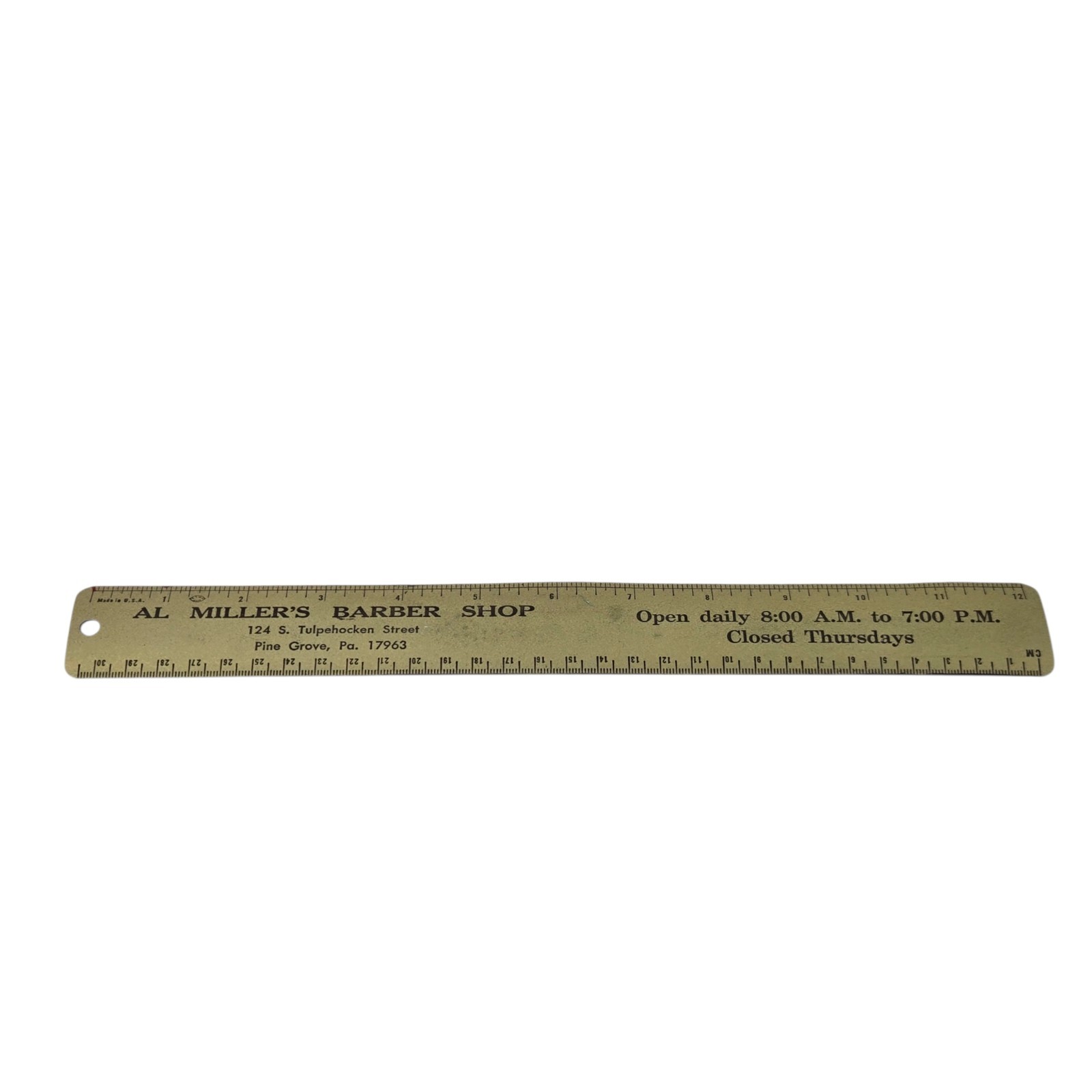 Vintage Al Millers Barber Shop Advertising Ruler Metal Made In The USA