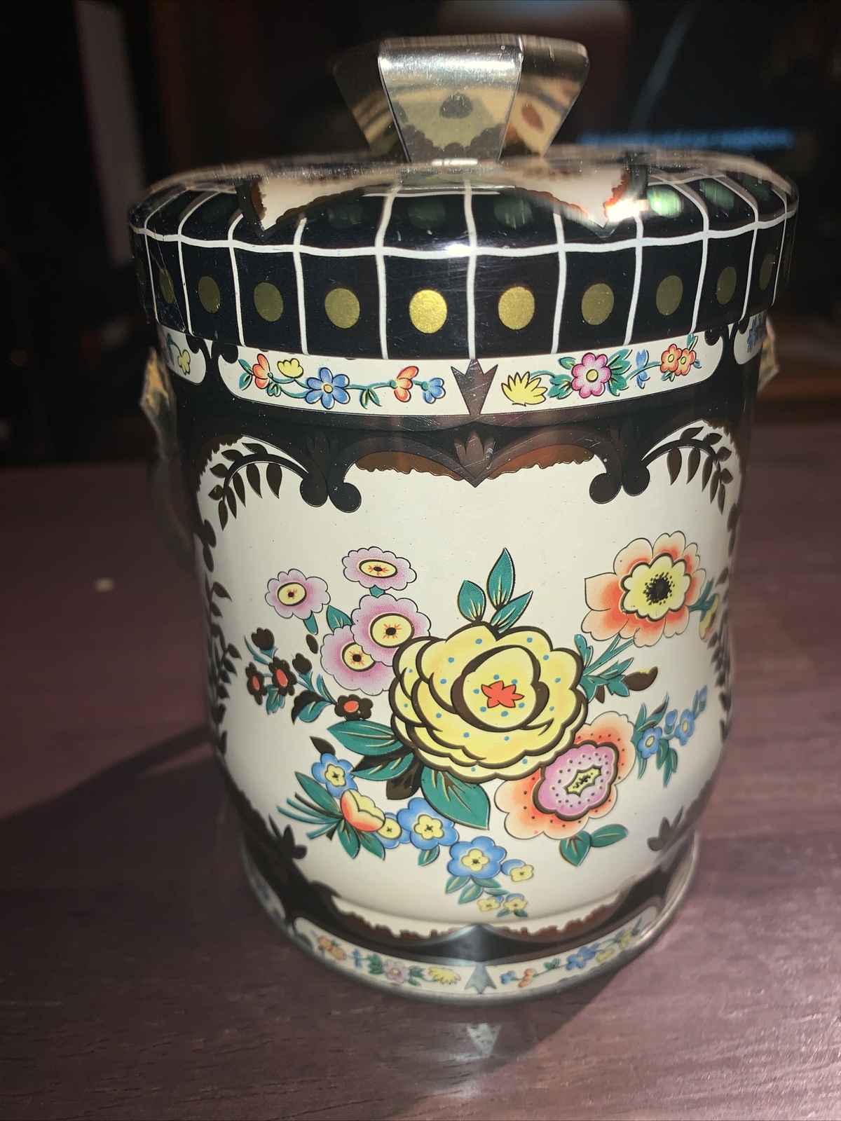 1960s Murray Allen Regal Crown Confection Candy Container Tin Box w/Handle & Lid