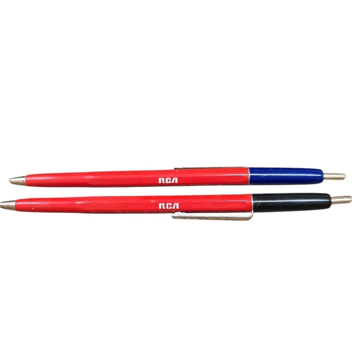 Vintage Skilcraft Red Barrel Pens “RCA” Advertising Black Blue Click Perfectly
