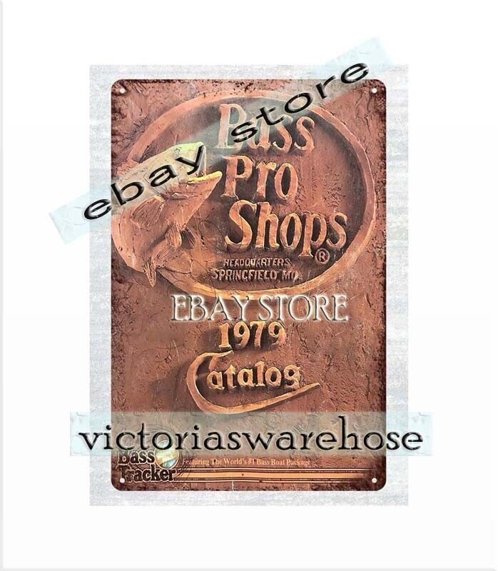 1979 Bass Pro fishing bait tackle Reels Lures metal tin sign room metal artwork