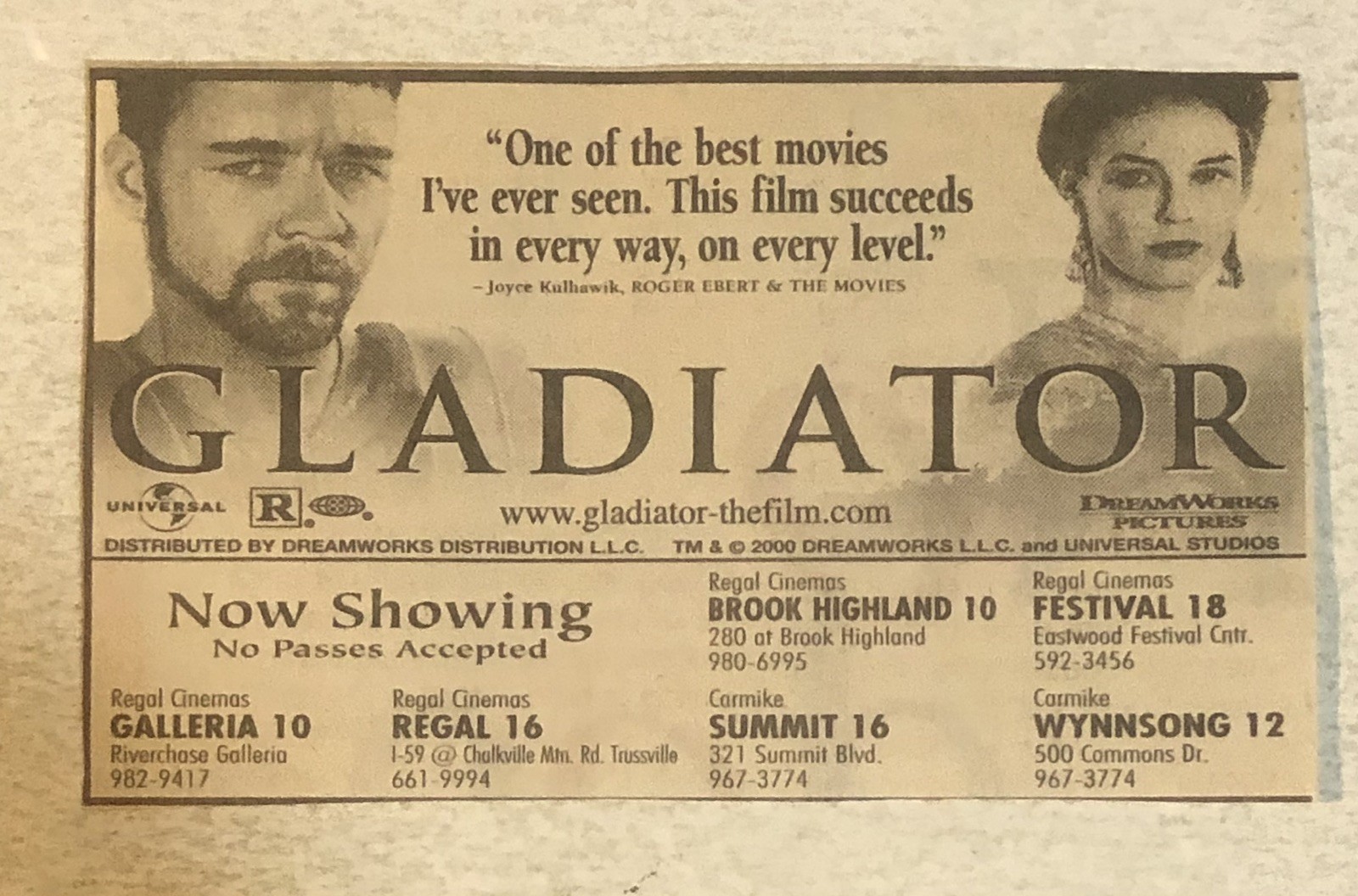 Gladiator Russell Crowe Joaquin Phoenix 1990s Vintage Print Ad Tpa38