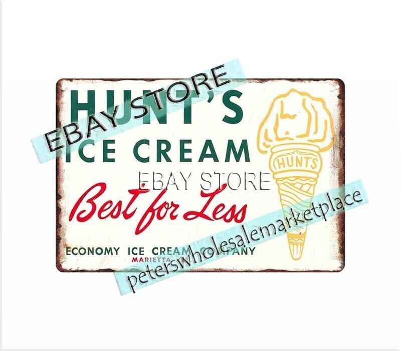 Hunt’s Ice Cream metal tin sign living room restaurant pub wall art