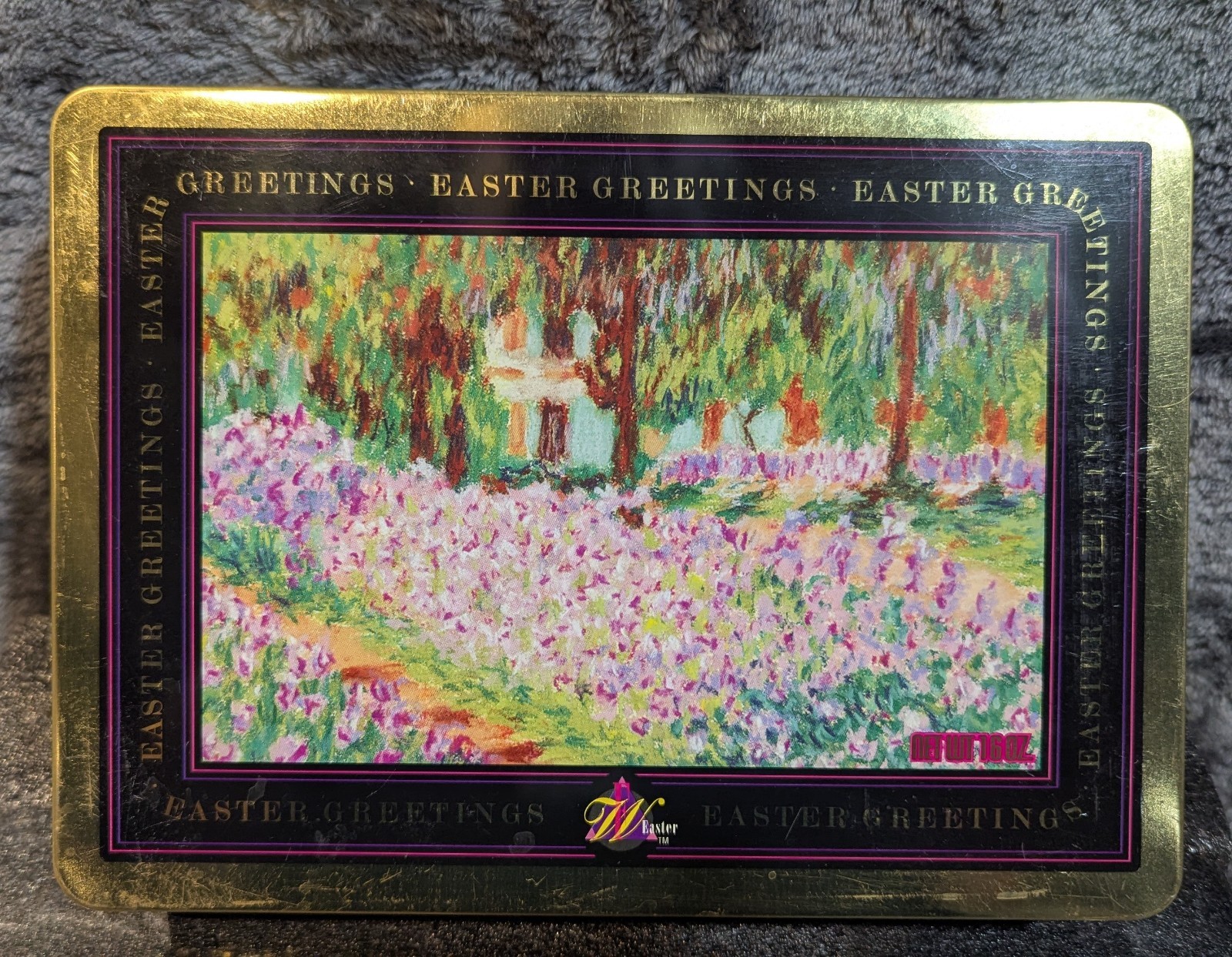 Vintage, Worlds Finest Chocolate, Easter Greetings, Empty Metal Tin