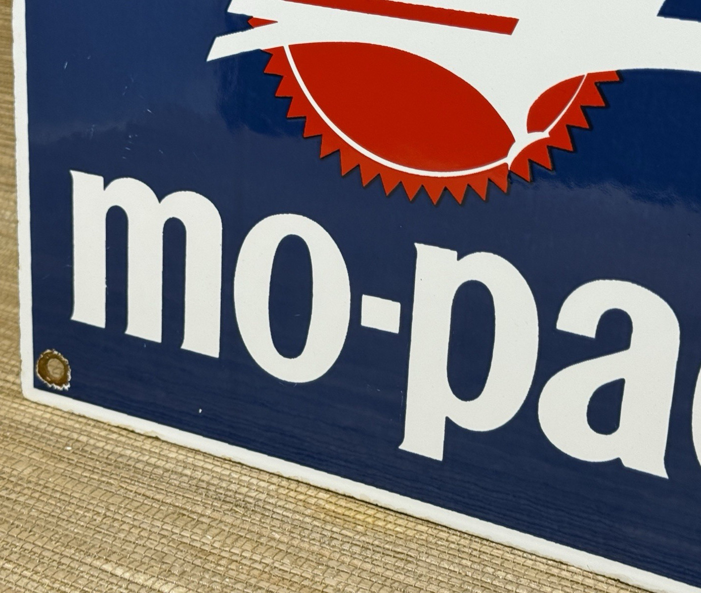 VINTAGE MO-PAC PORCELAIN SIGN TRAIN STATION GAS OIL RAILROAD FREIGHT