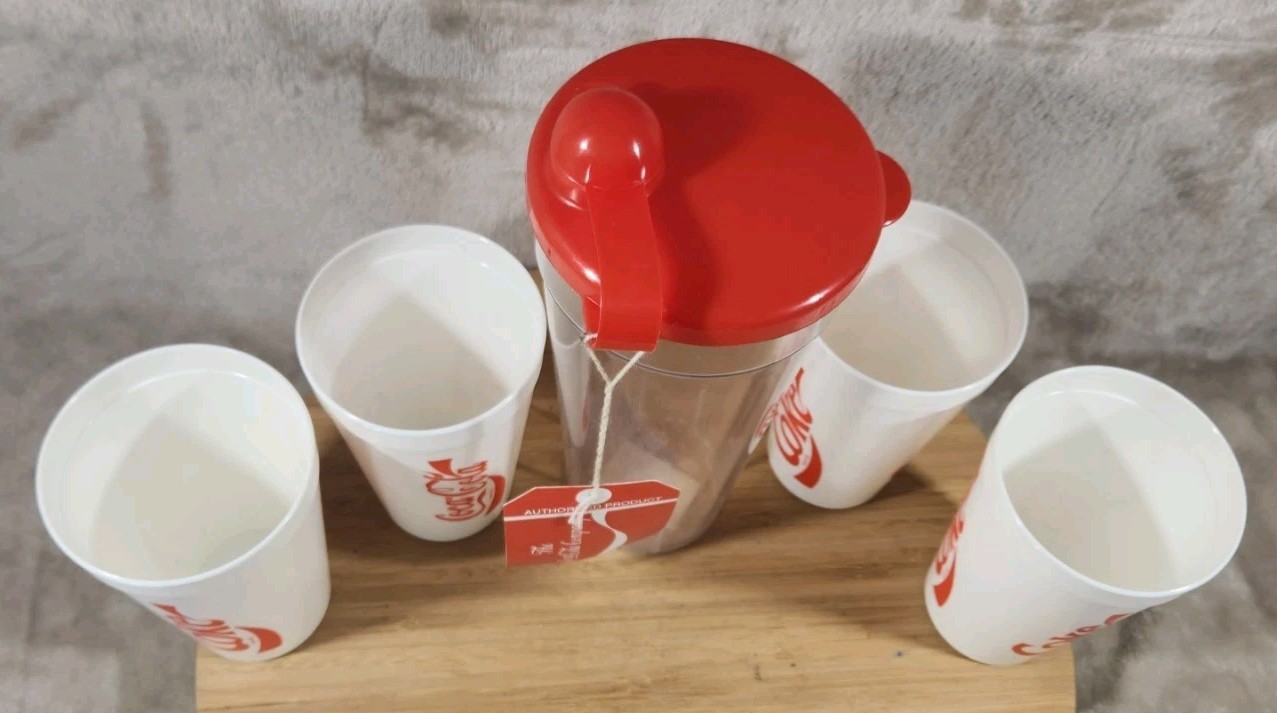 Coca Cola Service Set Pitcher 1 L 4 Cups 0.33 L Plastic Euros Products