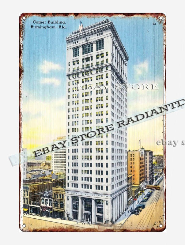 tin sign 1930s-40s Comer Building Birmingham Alabama unique decor