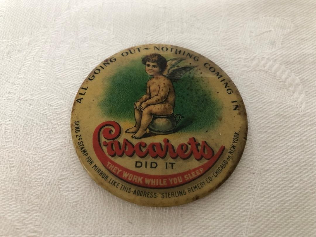 Vintage Cascarets Candy Cathartic Laxative Medicine Mirror *RARE*