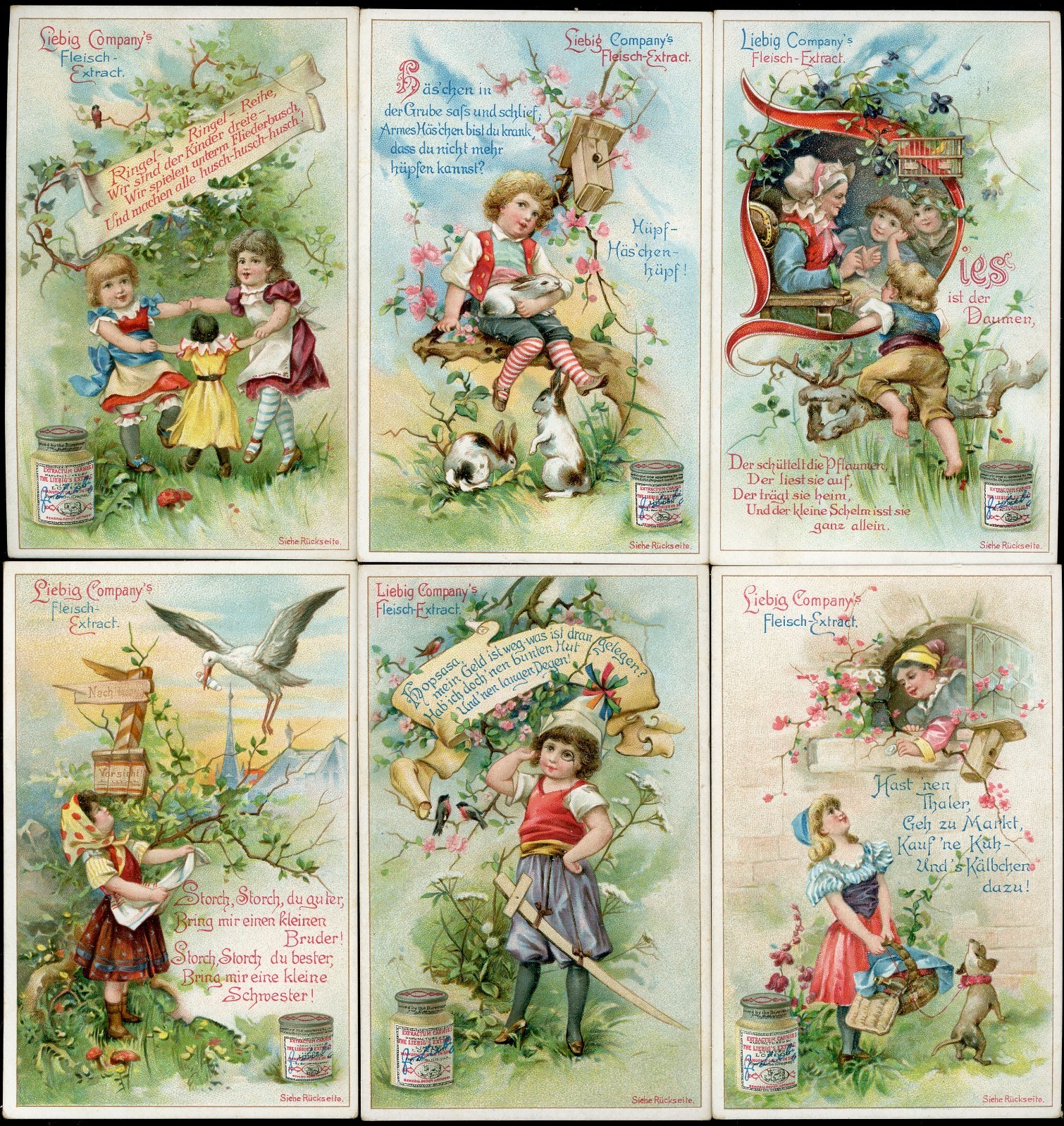 LIEBIG 1898 GERMAN TRADE CARDS SET UNIFICATO #570, CHILD SCENES !I J61