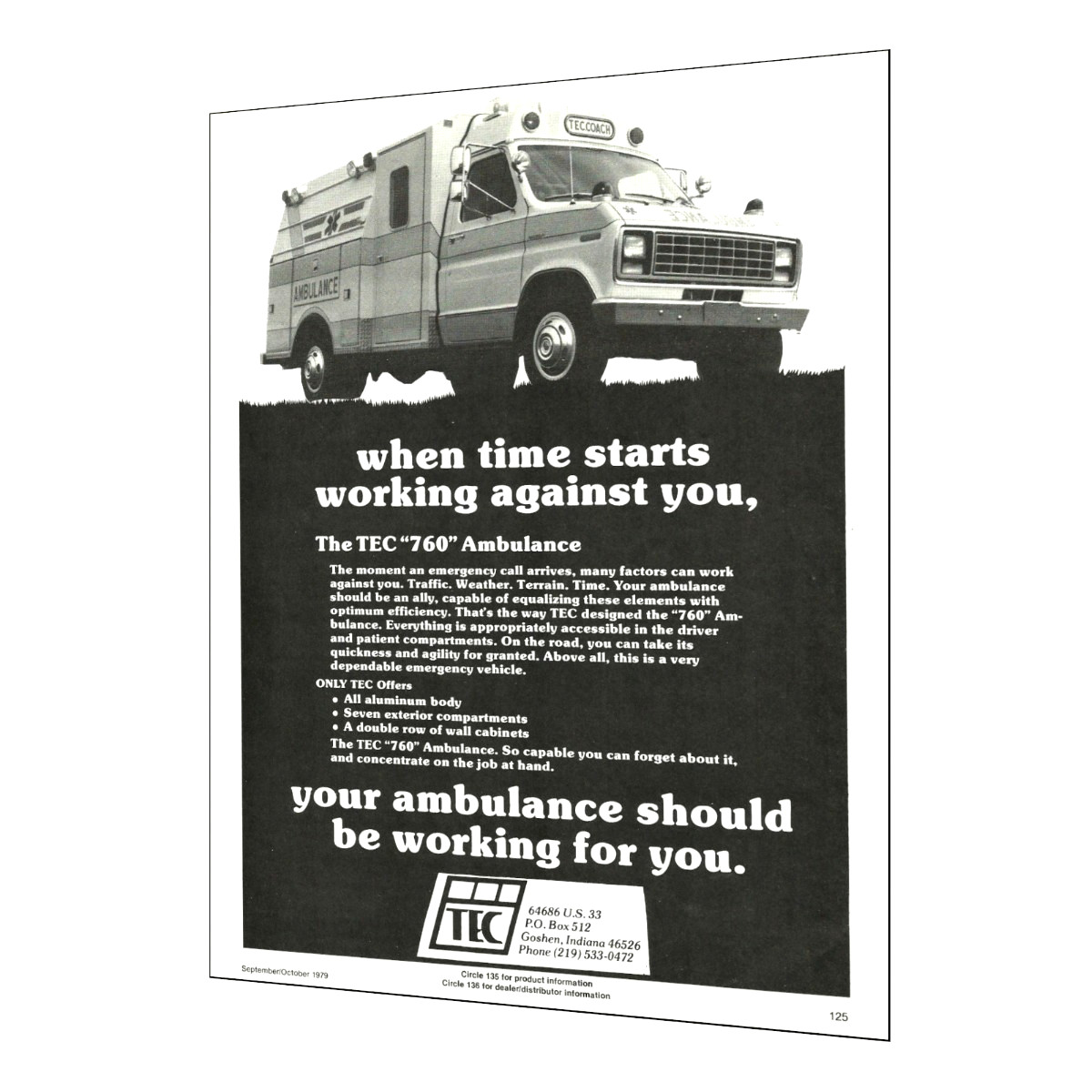 1979 TEC 760 Ambulance Vintage Collectible Original Print Magazine Ad 0010