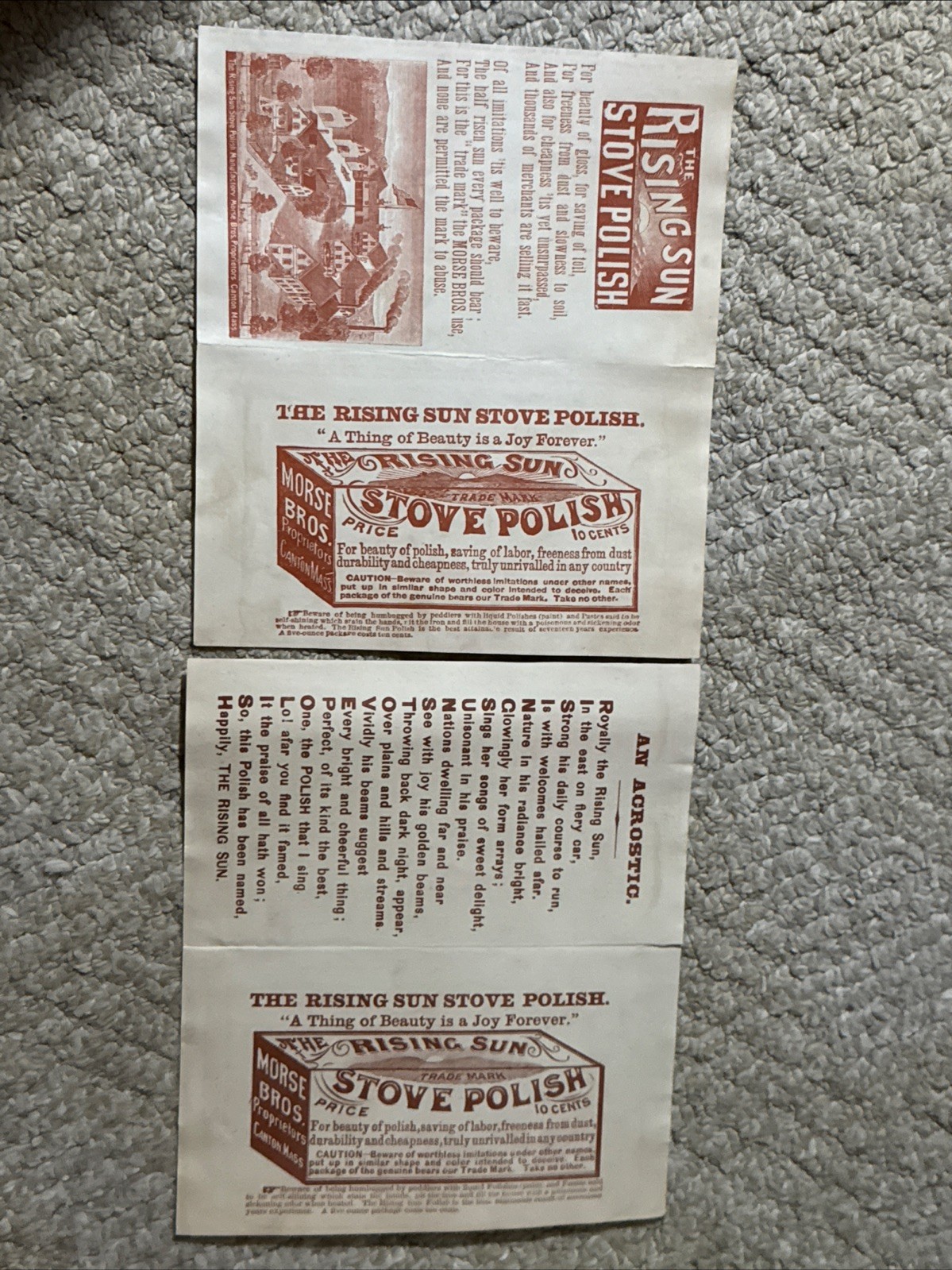 2-Rising Sun Stove Polish Trade Cards- X208