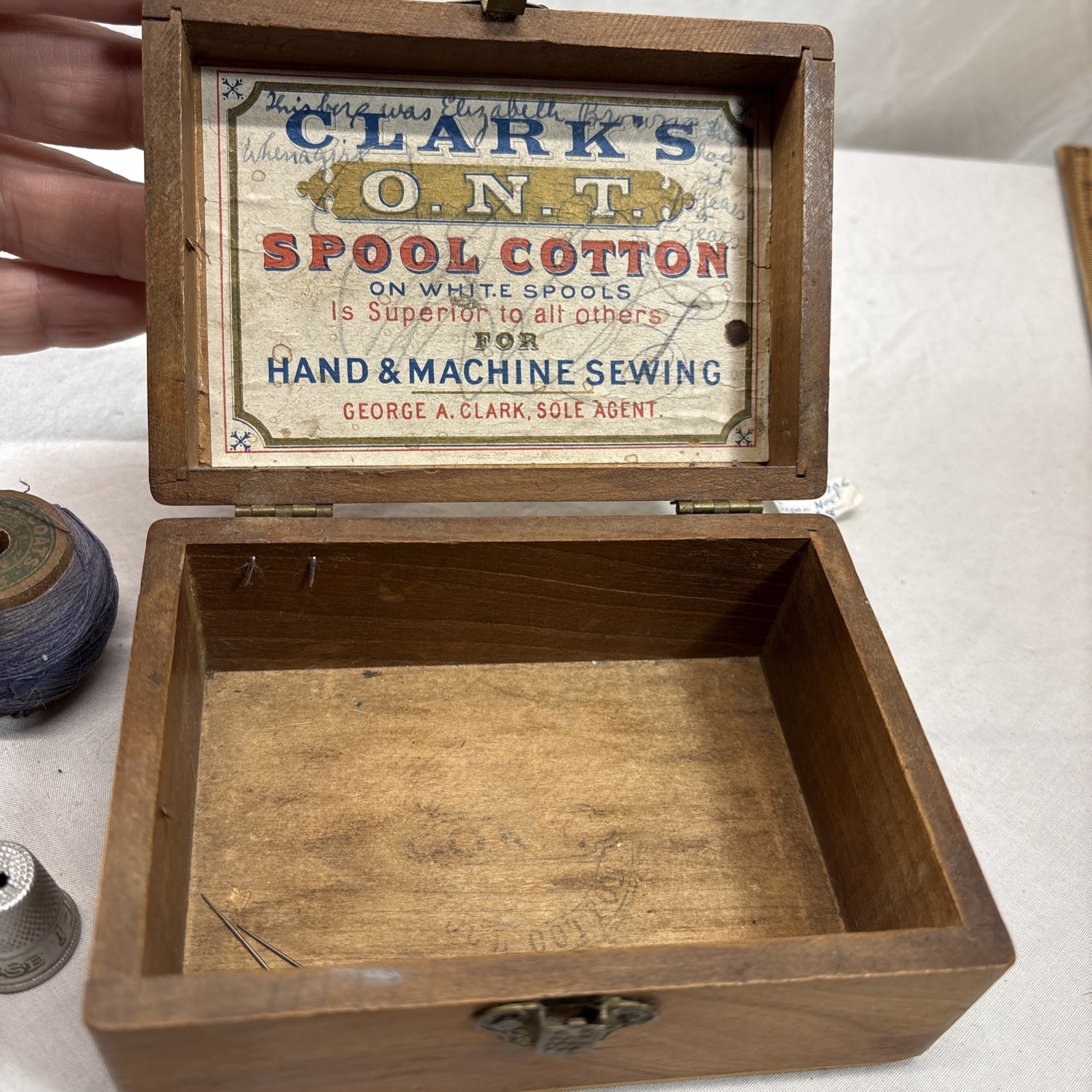 Antique Victorian advertising Box Spool Cotton salesman sampler 9 Thim & Spool