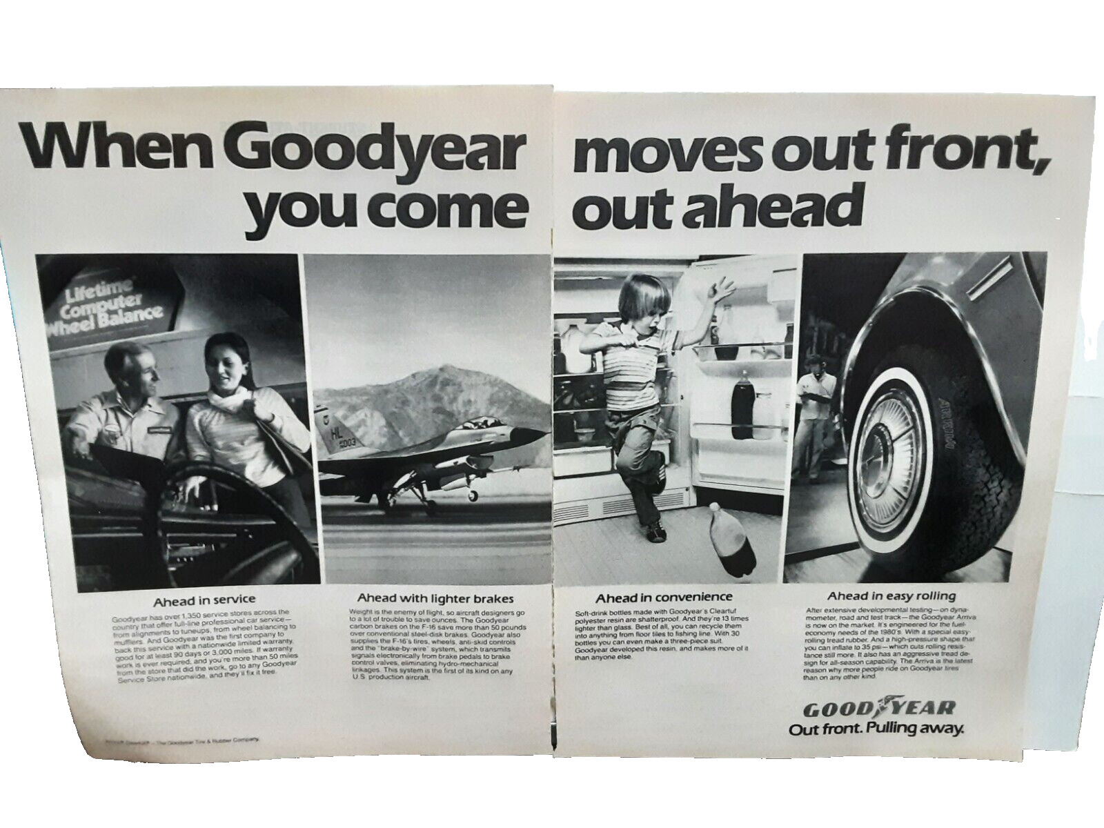 1980 Goodyear Out Front and Pulling Away Original Print Ad Vintage 80s