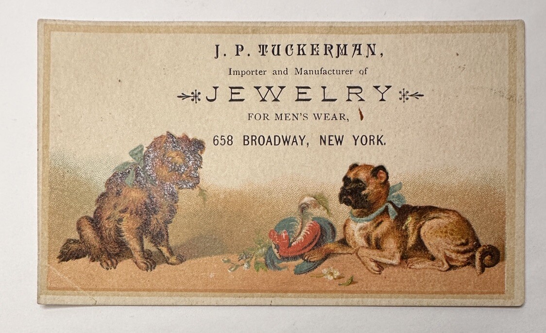 Victorian Jewelers Trade Card JP Tuckerman Men’s Wear Broadway NYC B82