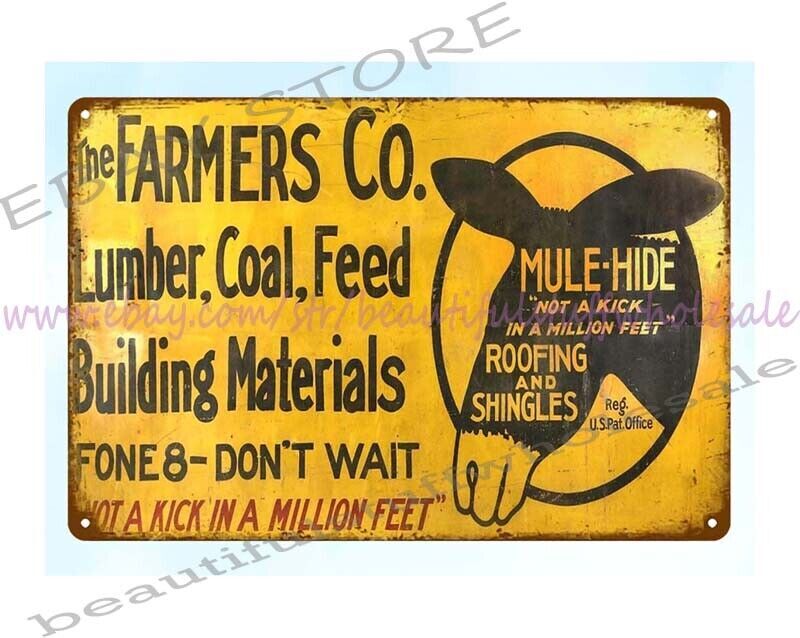 living room the Farmers Co lumber coal feed building material metal tin sign