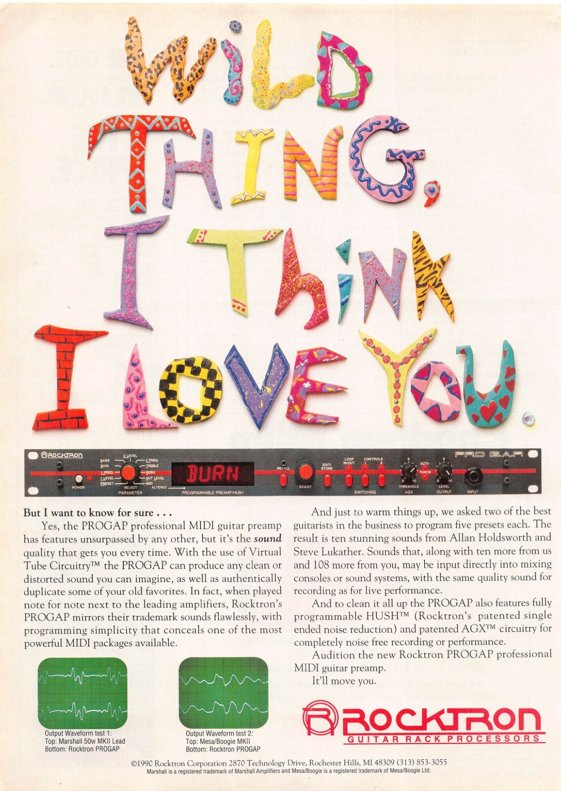 RockTron Guitar Rack Processors Magazine Print Ad Wild Thing I Think I Love You