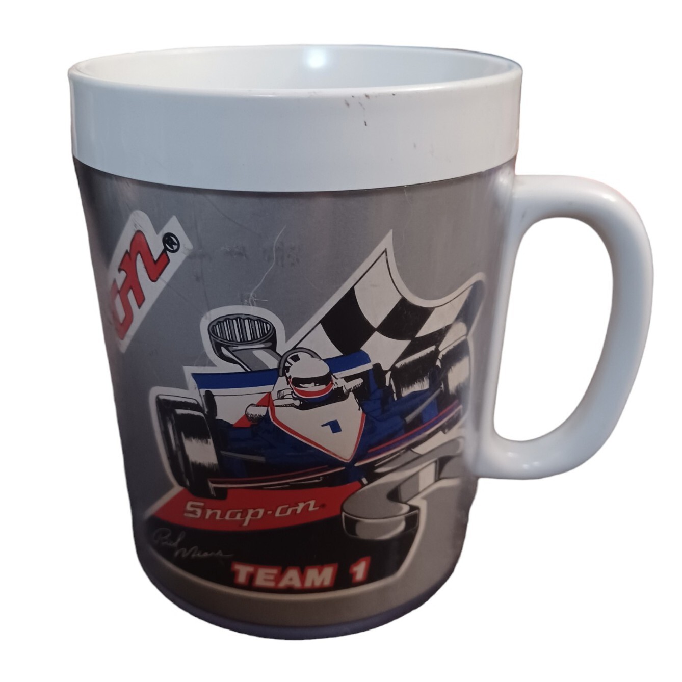 Vintage Snap On Tools Rick Mears Team 1 Mug 1982 Thermo Serv VGC