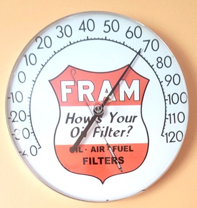 Fram Filters Advertising Thermometer Gas Service Station Racing Garage Man Cave