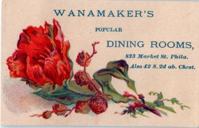 Victorian Trade Cards 1880’s Wanamaker’s Dining Rooms, Philadelphia, PA
