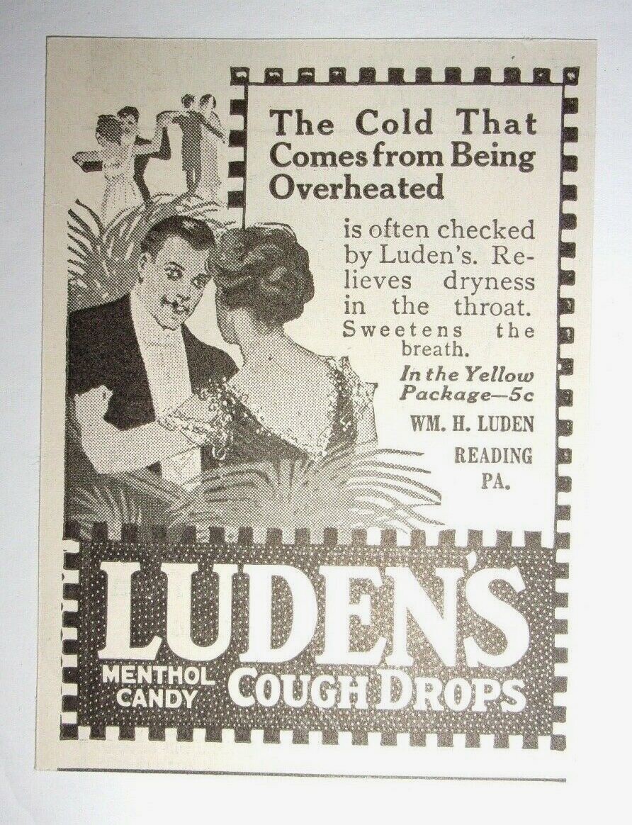 1916 Ludens Cough Drops Advertisement Reading, PA