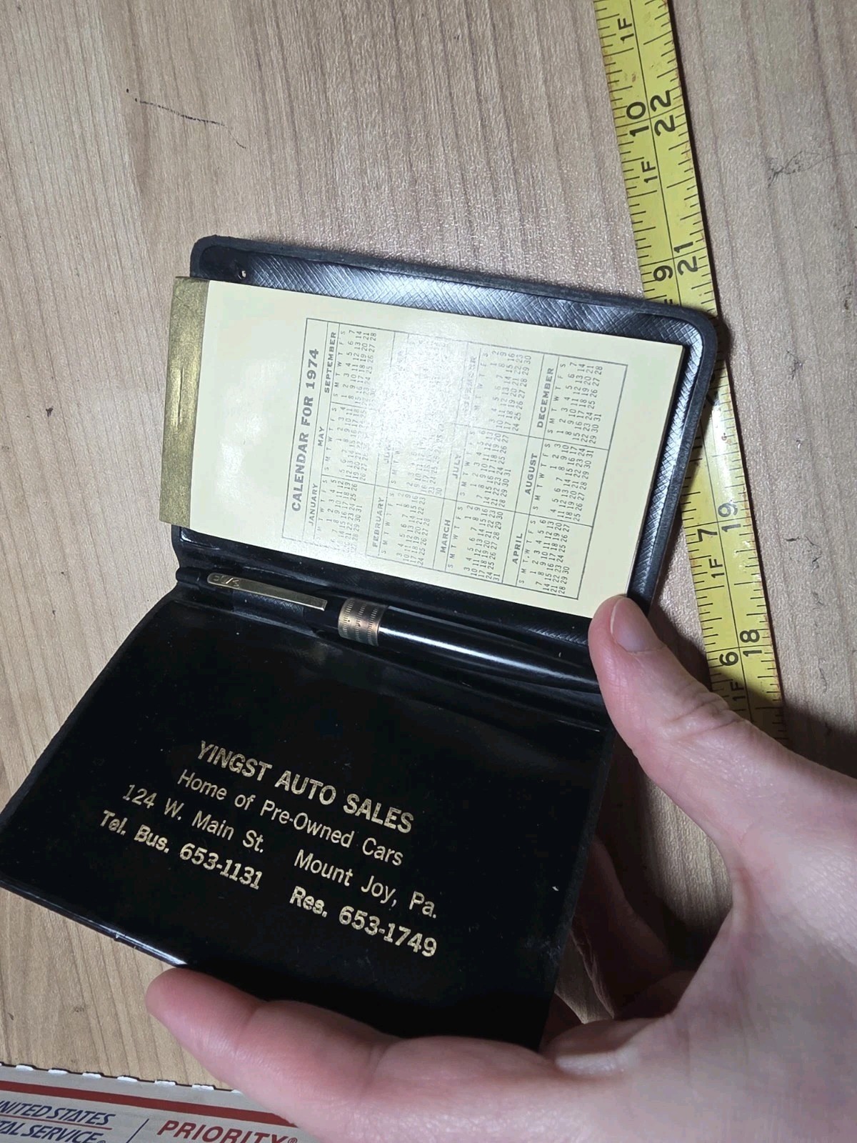Vintage 1974 Yingst Auto Sales Mount Joy PA Advertising Vinyl Card Wallet