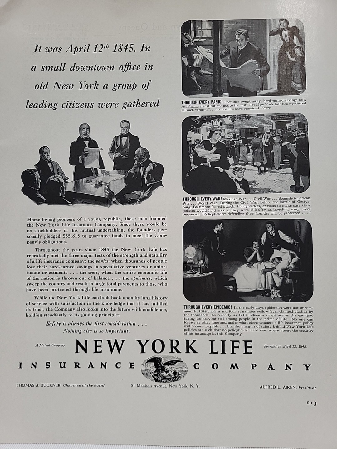 1939 New York Life Insurance Fortune Magazine Print Advertising Eagle