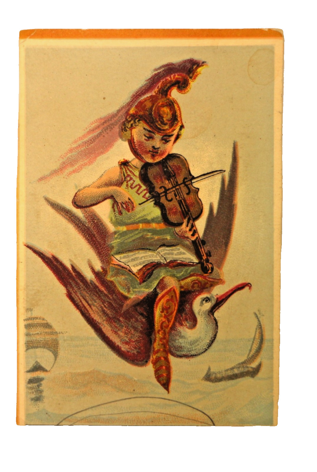 Humpty Dumpty Fairy Helmet Pixie Fiddler Victorian Advertising Trade Card 1880s