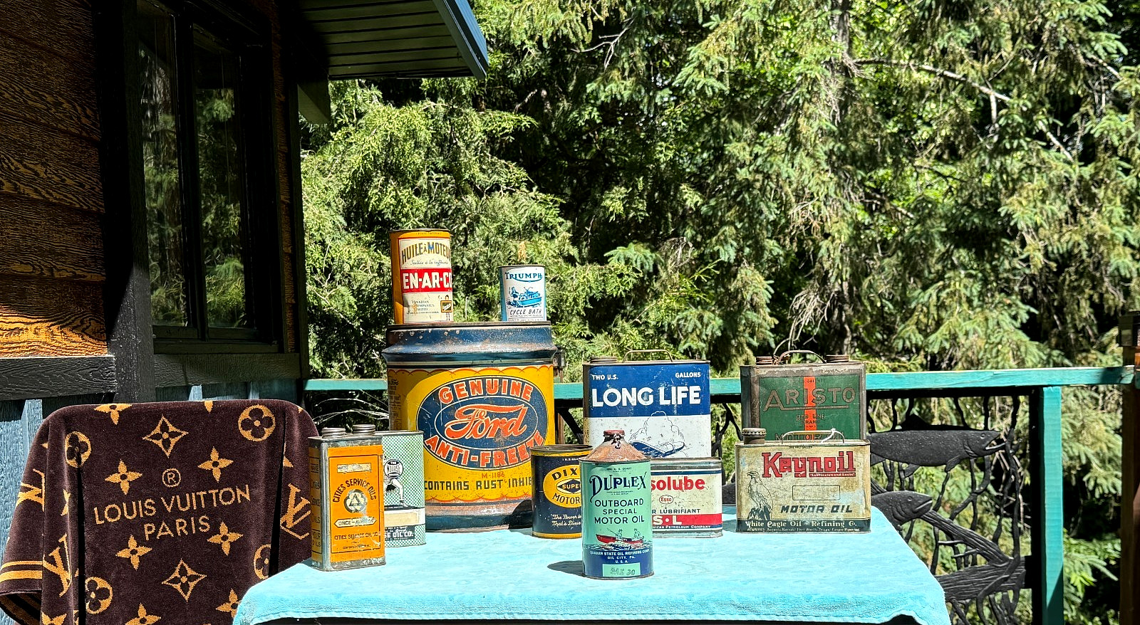 Vintage Rare Duplex Outboard Motor Oil cone can quart boat graphics gas gasoline