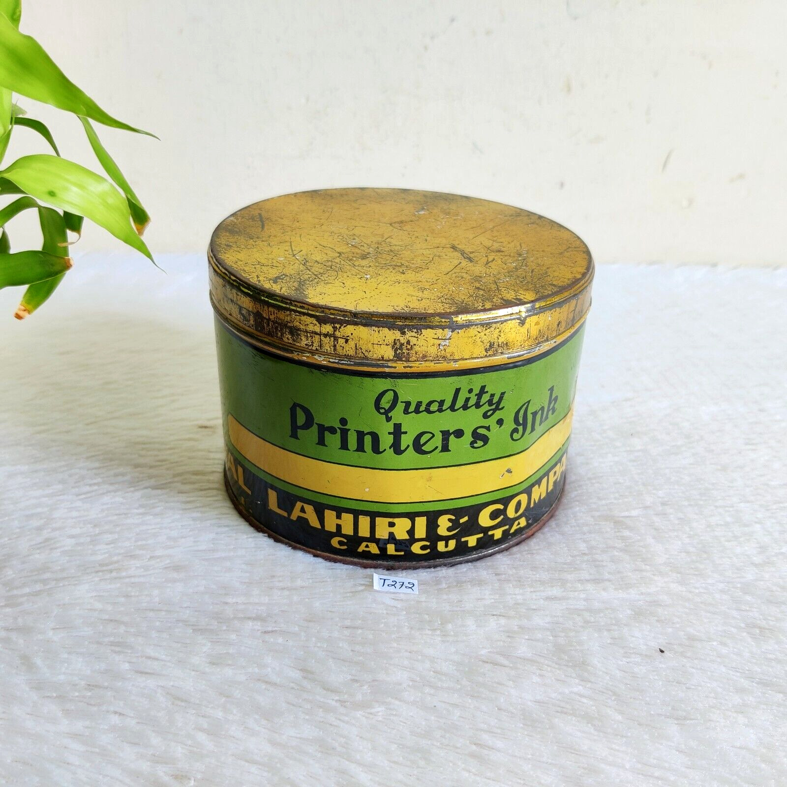 Vintage Sanyal Lahiri & Co. Printer Ink Advertising Litho Tin Box Rare Old T272