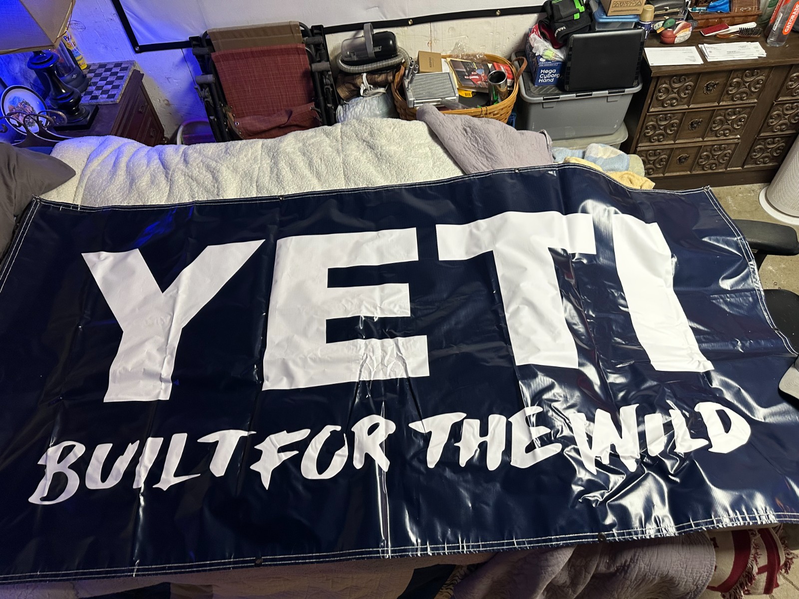 YETI Built for the Wild 8′ x 4′ canvas store Advertising marketing sign open box