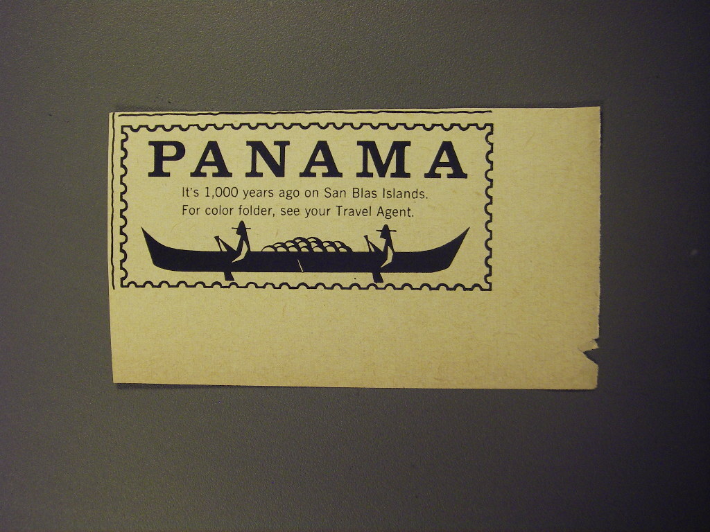 1957 Panama Tourism Ad – It’s 1,000 years ago on San Blas Islands