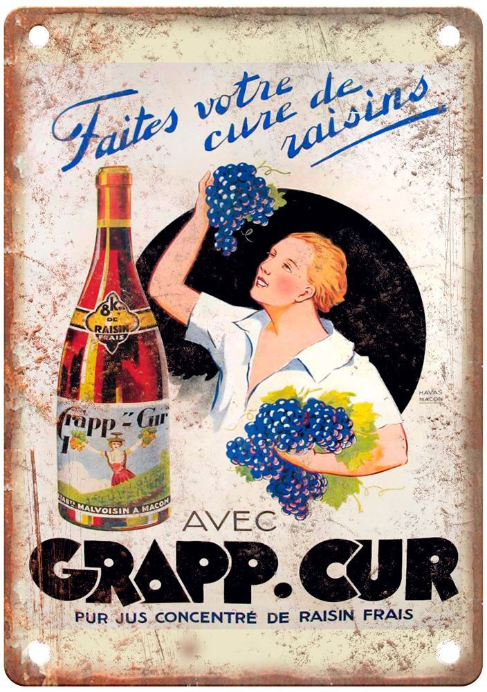 Faites votre cure de raisins avec Grapp-Cur Liquor Poster Retro Look Sign E866