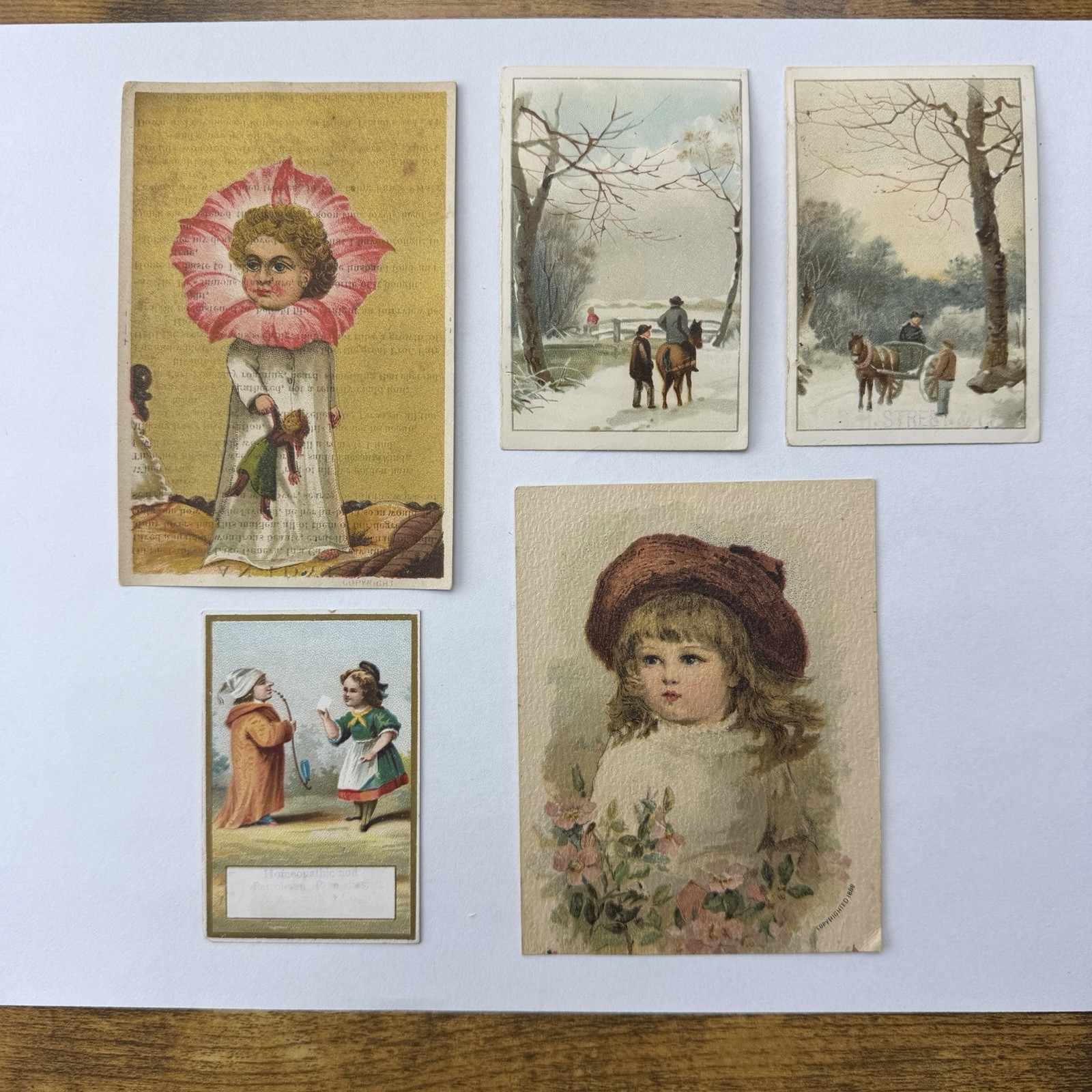 Hood’s Sarsaparilla Gold Gilt Flower Baby VTC 5 Antique Victorian Trade Cards