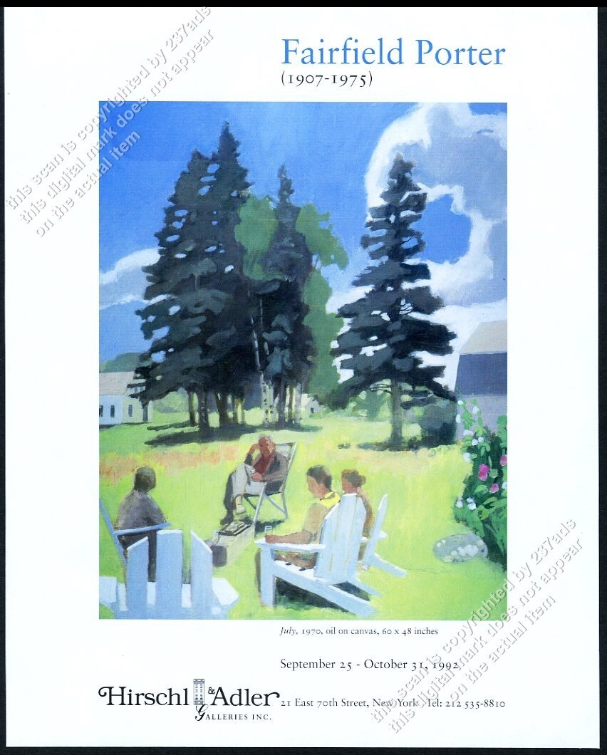 1992 Fairfield Porter July 1970 painting NYC gallery show vintage print ad
