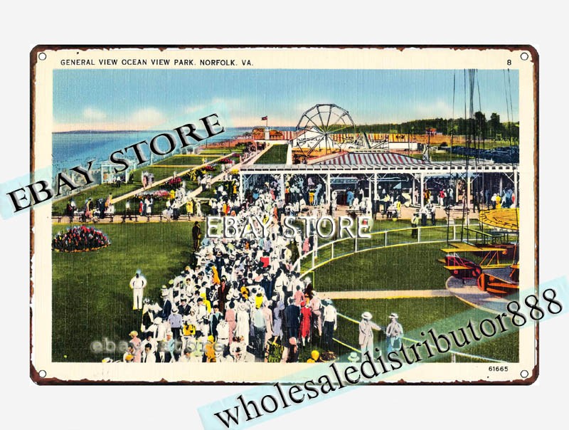 1930-45 Ocean View Park, Norfolk, Virginia tin sign decor bar club shop