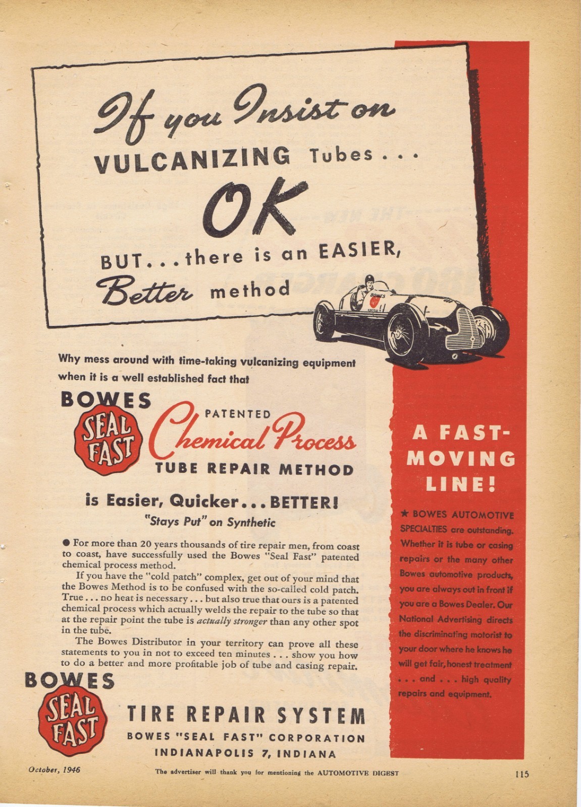 1940’s & 1950’s Original Ads – BOWES SEAL FAST CORP. – INDIANAPOLIS, IN – 4 ADS!