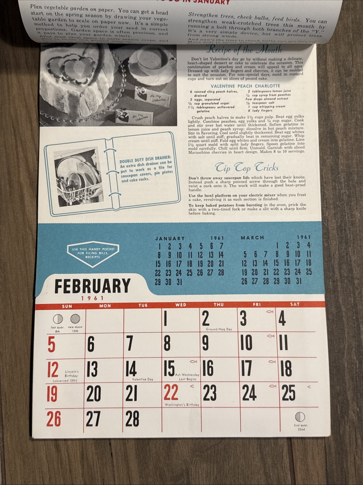 Complete Vintage 1961 Puppy Dog Wall Calendar TV Sales Advertising from Illinois