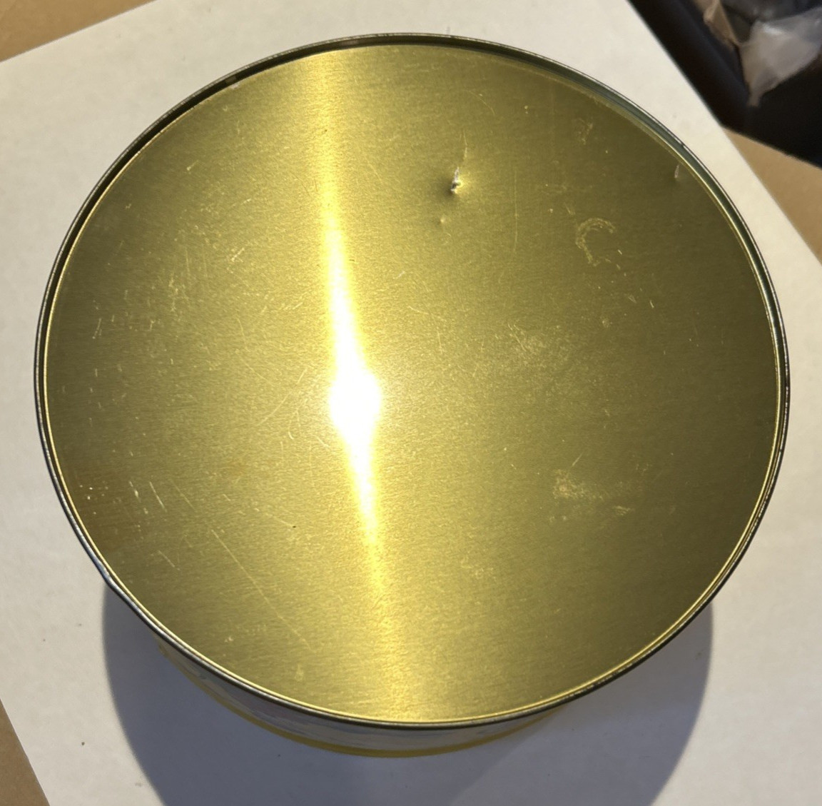 Pennsylvania Dutch/Amish Themed Round Yellow Cookie/Candy Tin
