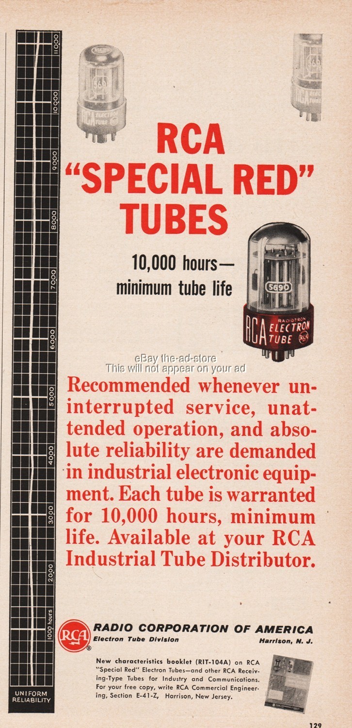 1958 RCA Electron Tube Harrison NJ Special Red Tubes Vintage Electronic Print Ad