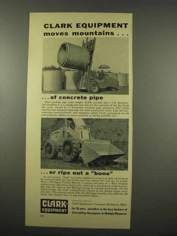 1956 Clark Equipment Ad – Lift truck, Tractor Shovel