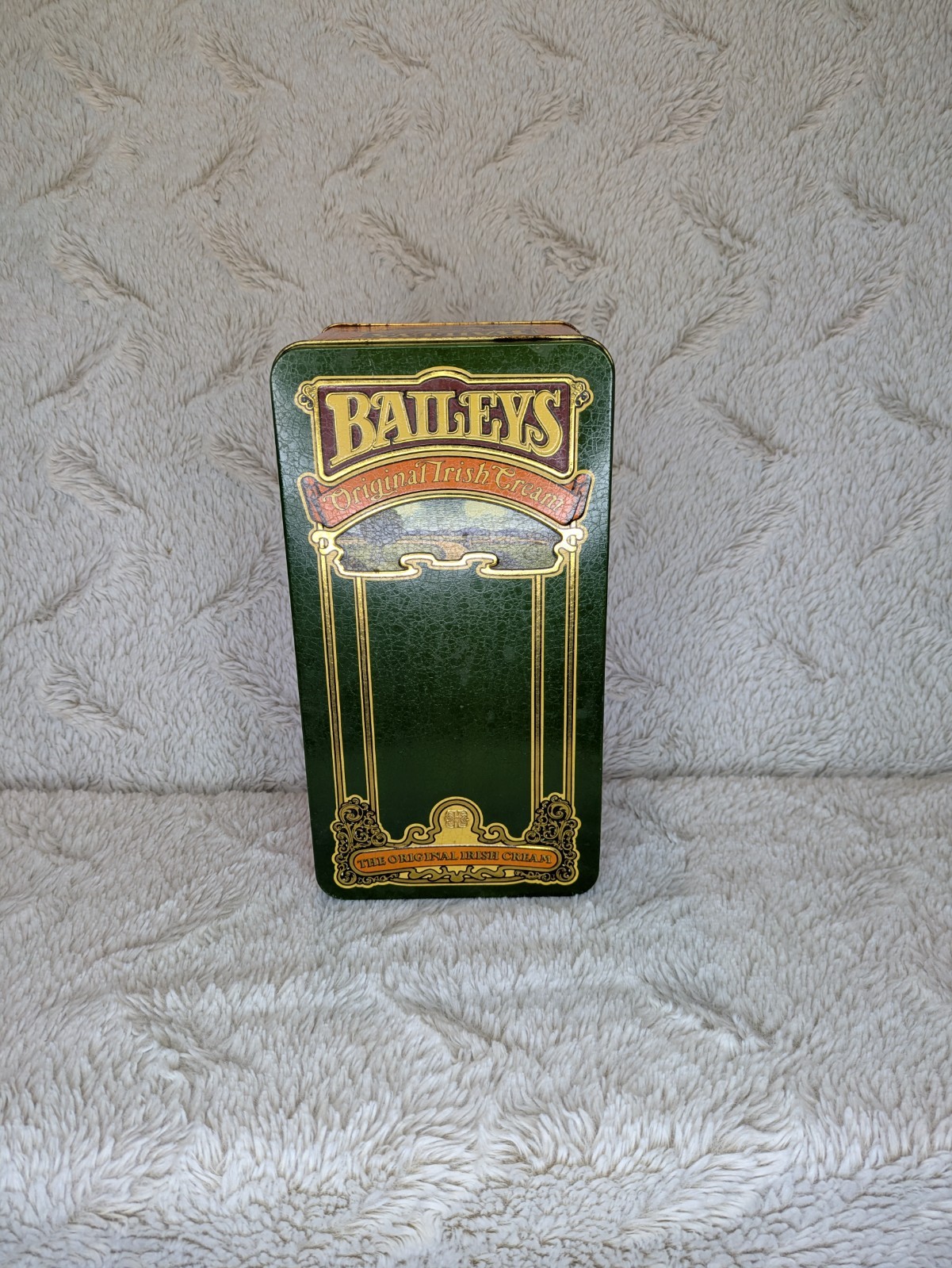 Vtg Baileys Irish Cream Orange Metal Advertising Tin Box Container Collectible